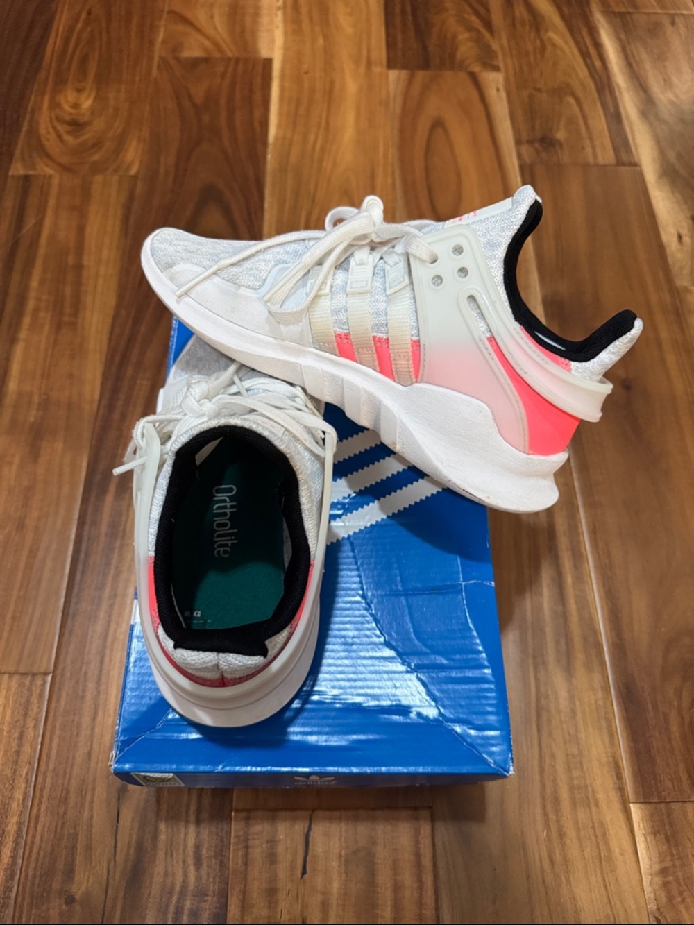 adidas Kids White and Coral Low-Top Sneakers